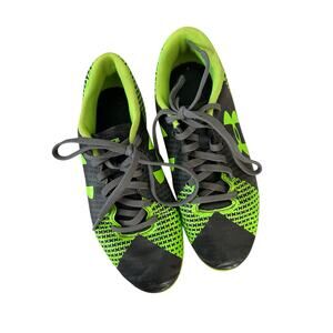 Under armour grey yellow green cleats size 1.5